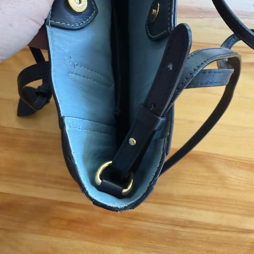Ralph Lauren Purple Label Mini Modern Tote in Navy calfskin leather - Picture 12 of 13